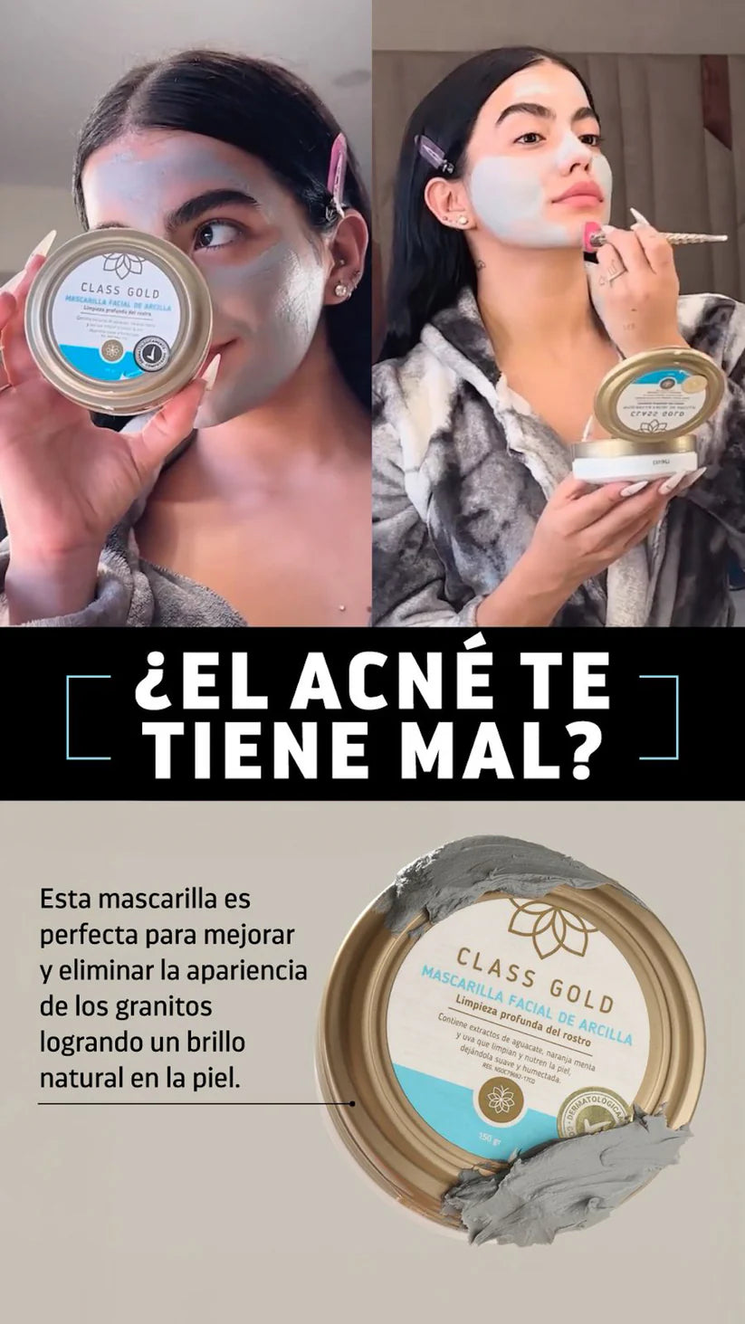 Mascarilla facial de arcilla dorada de clase